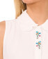 Women's Embroidered-Placket Collared Sleeveless Blouse