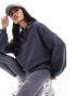 The Couture Club graphic relaxed polo sweatshirt in petrol blue