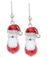 Silver-Tone Pavé & Imitation Pearl Santa Drop Earrings, Created for Macy's