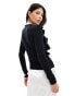 & Other Stories jersey long sleeve top with ruffle applique detail in black