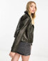 New Look faux leather biker jacket in black