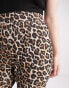 Noisy May Curve flared trousers in leopard print