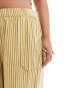 Noisy May Curve linen mix loose cargo trouser co-ord in yellow stripe