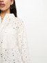 ASOS DESIGN relaxed broderie shirt with dipped hem in white