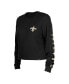 Women's Black New Orleans Saints Thermal Crop Long Sleeve T-shirt