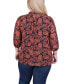 Plus Size 3/4 Sleeve Chiffon Blouse