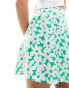 Wednesday's Girl floral bloom flippy mini skirt in white and green