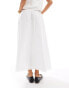 ASOS DESIGN cotton drawstring waist maxi skirt with broderie trim in white co ord