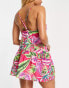 ASOS DESIGN drop hem cami mini beach dress in bright floral print