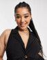 ASOS DESIGN Curve collared button through midi smock dress in black