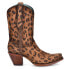 Corral Boots Ld Leopard Print Ankle Narrow Snip Toe Cowboy Booties Womens Brown