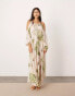 ASOS EDITION chiffon draped shoulder backless maxi dress in large floral print