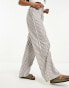 ONLY drawstring wide leg trousers in grey and white stripe