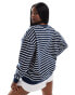 4th & Reckless Plus exclusive Paris sweatshirt in navy stripe