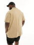 Polo Ralph Lauren Big & Tall logo pocket johnny collar pique polo in beige