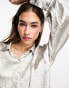 ASOS DESIGN textured metallic oversized shirt in silver