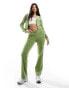 Juicy Couture diamante velour tracksuit zip hoodie co-ord in mosstone