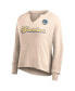 Women's Tan Distressed Golden State Warriors Go For It Long Sleeve Notch Neck T-shirt