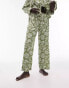 Topshop Petite block floral print shirt and trouser pyjama set in green