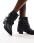 Glamorous ruched western ankle boots in black