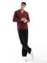 ASOS DESIGN long sleeve rib jersey shirt with revere in burgundy