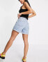 Noisy May ripped denim Mom shorts in light blue