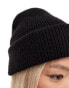 Monki ribbed beanie hat in black