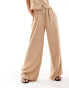 AX Paris shirred waist wide leg trousers co-ord in beige