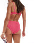 Vero Moda crinkle high waisted bikini bottoms in hot pink