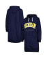 Women's Navy Michigan Wolverines Take a Knee Raglan Hooded Sweatshirt Dress