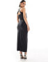 ASOS DESIGN scooped halter midi dress with crossed back straps in sculpting jersey in black