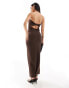 ASOS DEISGN low back bandeau maxi dress in chocolate