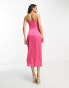 Public Desire x Paris Artiste Exclusive satin cut out midi dress in bright pink