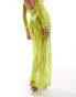 Annorlunda bow detail maxi skirt co-ord in lime green