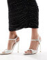 Simmi London Kameo buckle detail heeled snadals with pointed toe in white snake