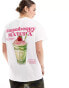 ASOS DESIGN oversized t-shirt with strawberry matcha graphic in white