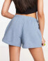 Weekday Essence jersey shorts in dusty blue exclusive to ASOS