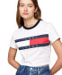 Women's Cotton Cropped Flag-Logo T-Shirt