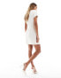 Kaiia boucle plunge neck zip through mini dress in ivory