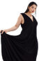 ASOS DESIGN Curve v neck with full hem midaxi dress in black