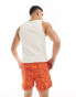 Another Influence swim shorts in orange sunny geo print