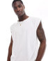 Brave Soul oversized raw edge vest in white