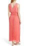 Lewit 155978 Women's Silk Crinkle Pleated Casual Maxi Dress Coral Sz. 4