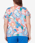 Plus Size Neptune Beach Whimsical Floral Top with Side Ties