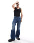 Weekday Time loose fit bootcut jeans in jackpot blue