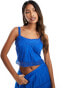 River Island lace bralet co-ord in cobalt blue