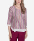 Petite Wine Country Metallic Stripe Necklace Top