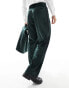 ASOS DESIGN wide leg velvet tuxedo suit trouser in green