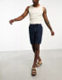 ONLY & SONS linen mix elasticated waist shorts in navy