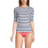 Пляжная одежда для женщин Lands End Womens Crew Neck Elbow Sleeve Rash Guard UPF 50 Sun Protection Modest Swim Tee